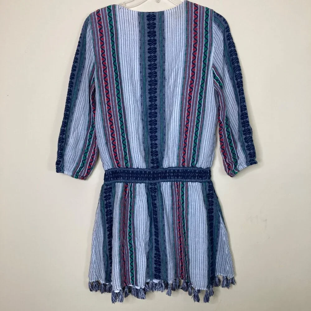 Alice + Olivia Dress Womens 8 FLAWED Nance Smocked Waist Embroidered Boho - Picture 2 of 13